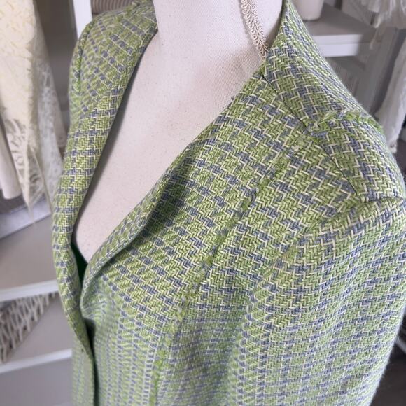 Sag Harbor Petites sz. 12 P green & blue Tweed jacket, spring, winter #2425 - Picture 5 of 9